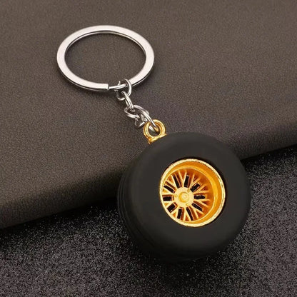 Stainless Steel Car Keychain – Brake Disc Turbo Gear Keyring for Men