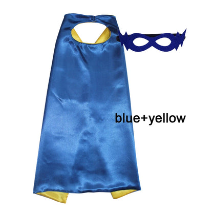 Kids Superhero Cape with Mask Reversible Satin Costume