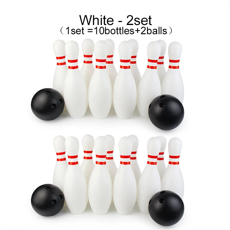 Bowling Set Plastic color 2Ball and 10Pins Bowling Games Outdoor Sports Indoor Exercise Ball Gutterball Funny Bowling Set TMZ