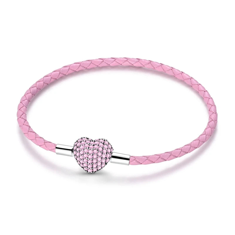 925 Sterling Silver Heart Bracelet with Zircon Accent
