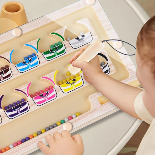 Montessori Magnetic Color Sorting Maze Wooden Number Board