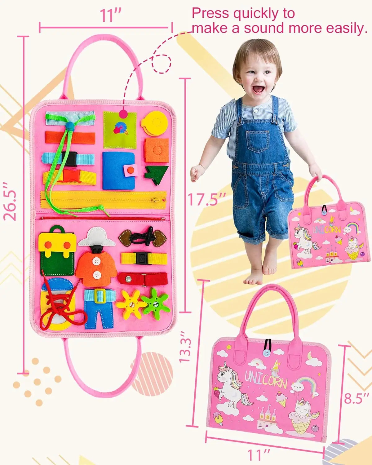 Toddler Busy Board Backpack Montessori Learning Activity Toy