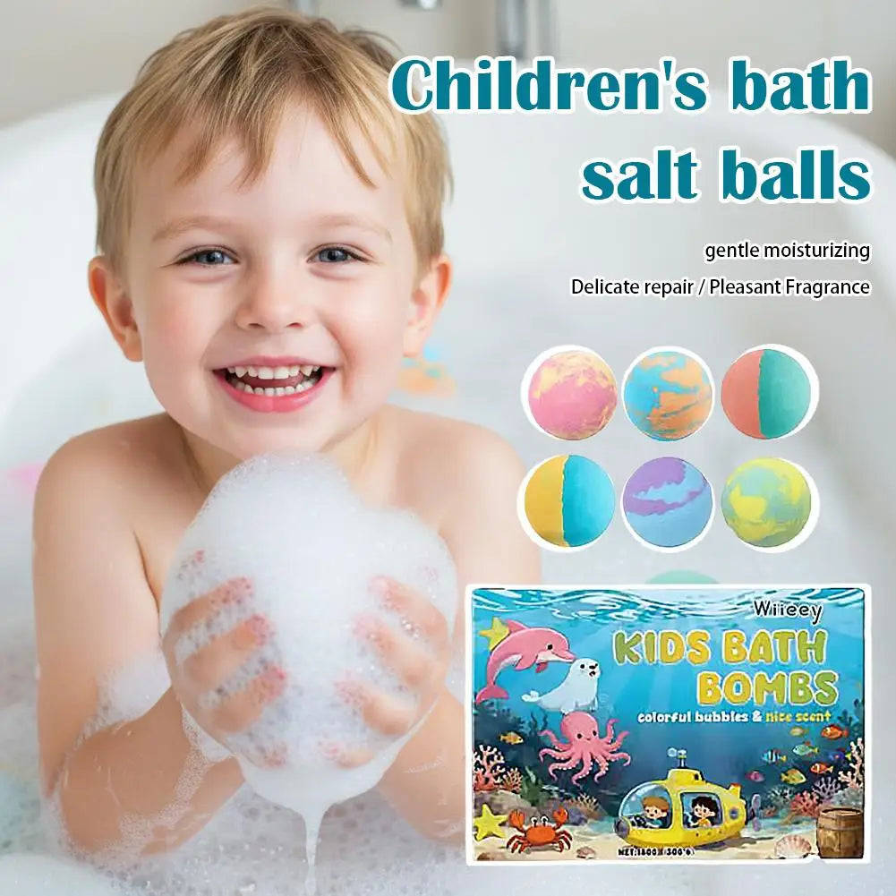 Kids Bath Bomb Gift Set Colorful Fizzy Spa Balls 6 Pack
