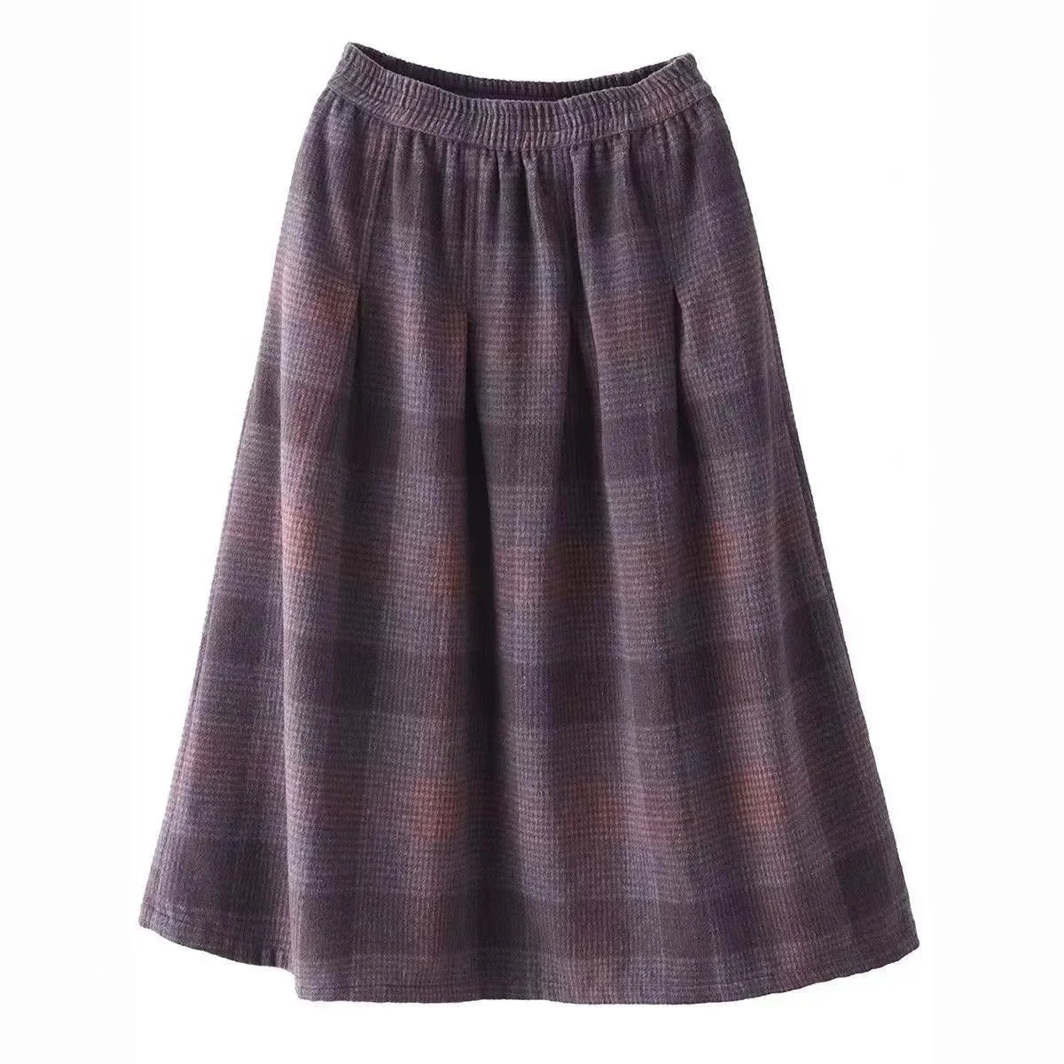 Women's Woolen Skirt 10% Wool Plaid A-Line Mid Length Winter Skirt