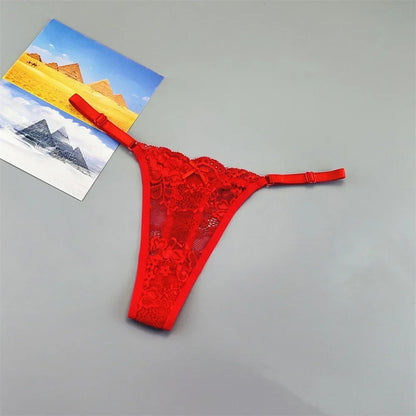 Women's Lace Thong Panties 3PCS Adjustable Low Rise Set