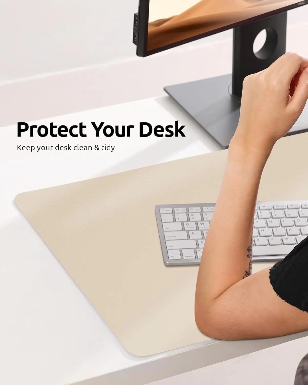 Large Leather Desk Mat – Non-Slip PU Leather Mouse Pad Protector