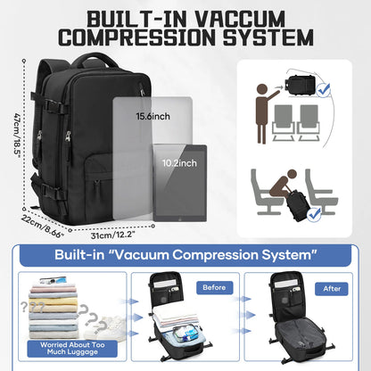 Easyjet Cabin Bag 45x36x20 Vacuum Travel Backpack, Hand Luggage Business Laptop Women Men Backpack Work Bag, Vacuum Storage Bags