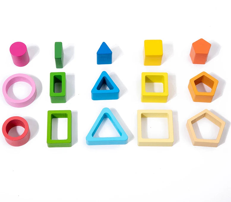 Wooden Sorting Toy, Montessori Stacking Blocks