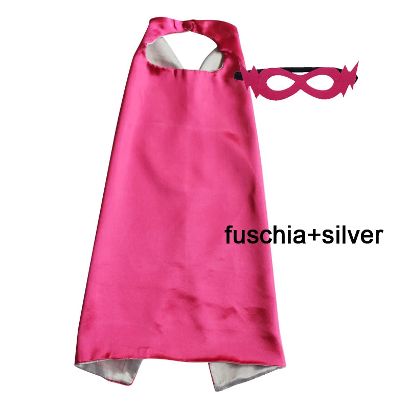 Kids Superhero Cape with Mask Reversible Satin Costume