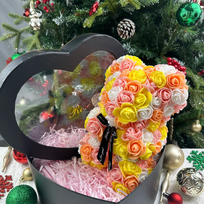 Rose Bear Gift 25cm Artificial Teddy Rose Bear with Box