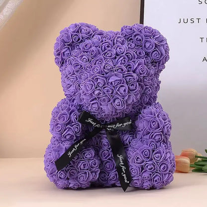 Rose Bear Gift 25cm Artificial Teddy Rose Bear with Box