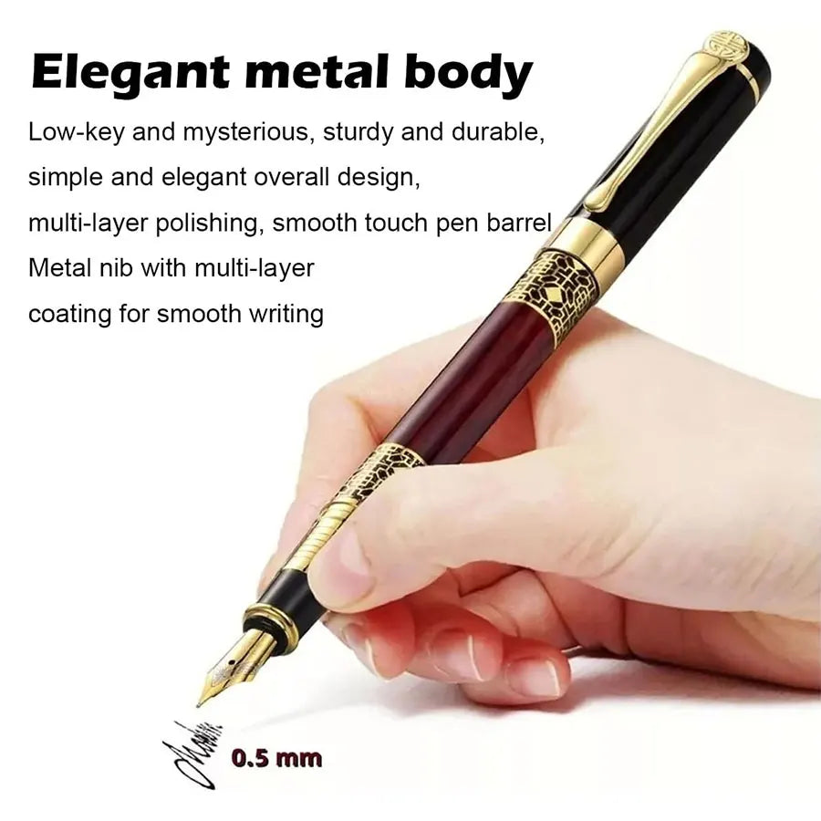 Metal Fountain Pen with Replaceable Ink Cartridges