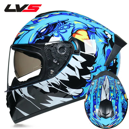 Full Face Motorcycle Helmet DOT Dual Visor Racing Helmet