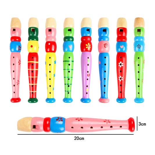 Wooden Flute for Kids, Colorful Beginner Instrument