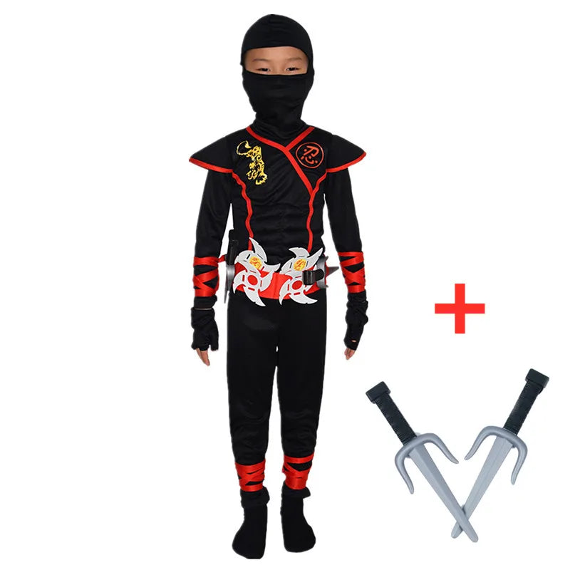Kids Ninja Costume with Accessories Halloween Kung Fu Outfit