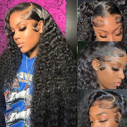 Brazilian Deep Wave Wig 13x6 HD Lace Glue less Human Hair