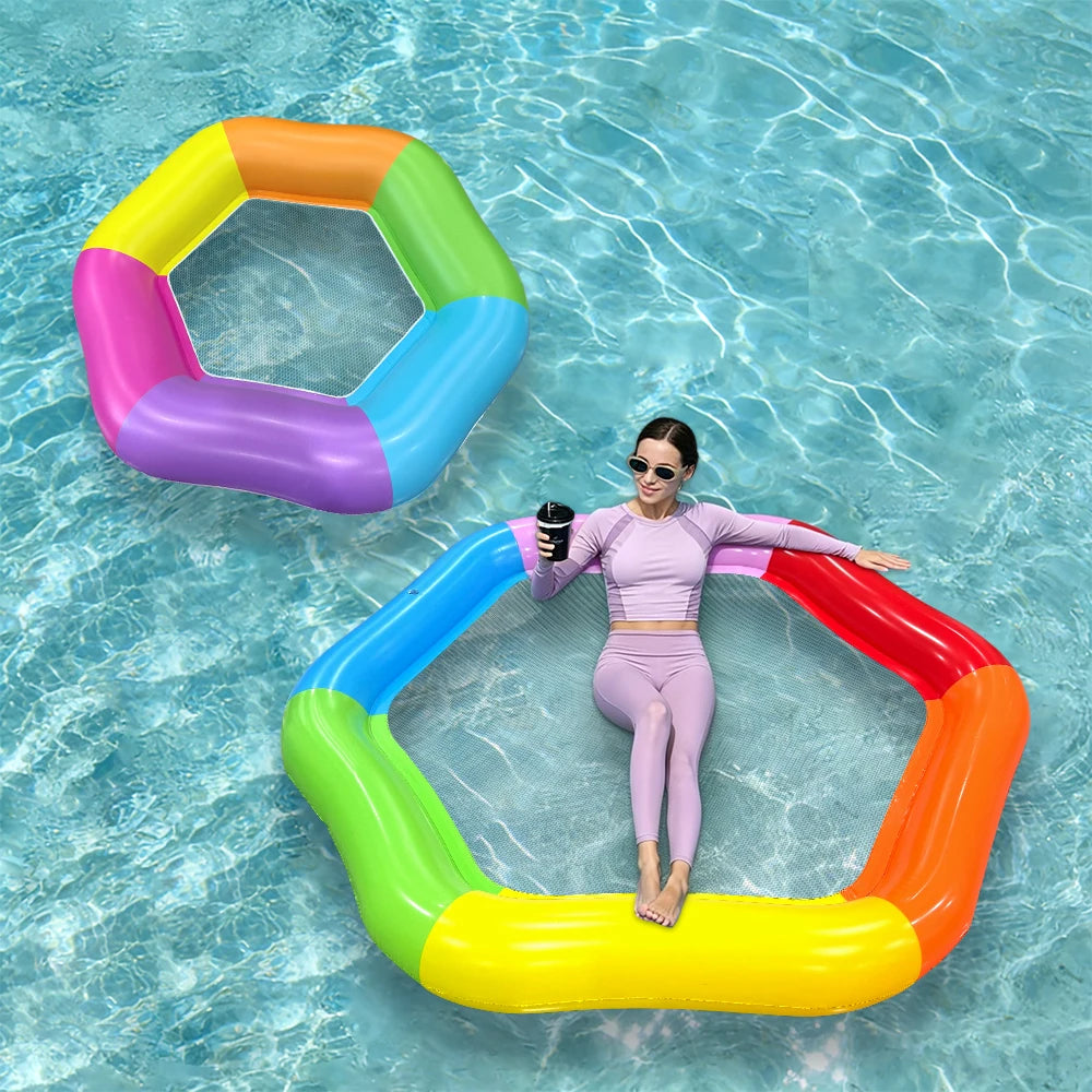 Inflatable Pool Float Chair Hexagonal Water Float for Summer