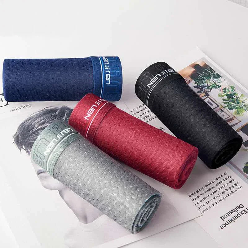 Men's Ice Silk Boxer Shorts 4PCS Breathable Mesh Underwear