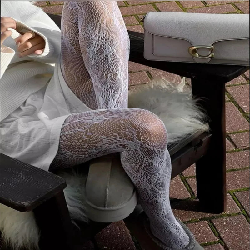 Fishnet Tights Women's Black Hollow Lace Pattern Pantyhose
