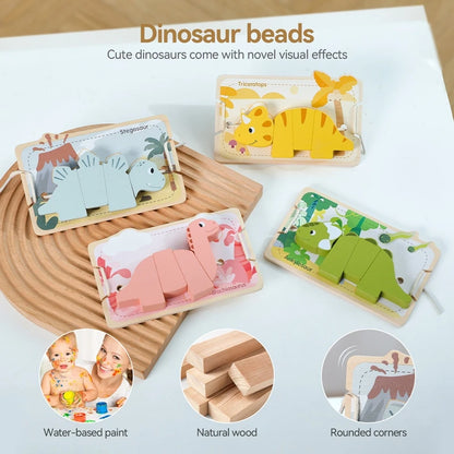 Wooden Animal Threading Toy for Toddlers