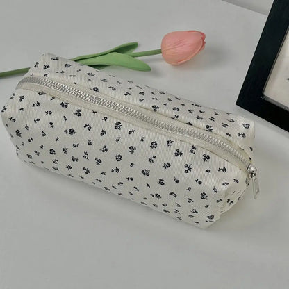 Floral Pencil Case Large Capacity Canvas Pen Bag