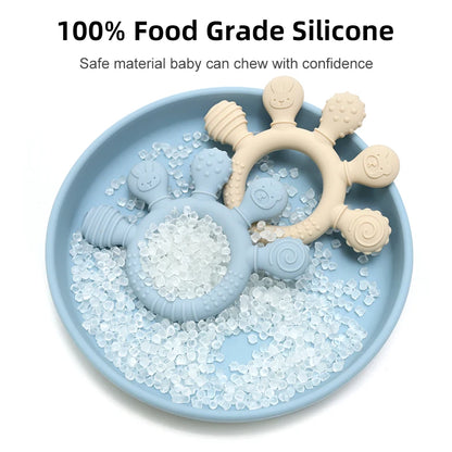 Silicone Baby Ring Teether Sensory Chew Toy for Infants