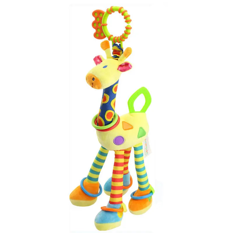 Baby Plush Rattle Toy with Teether Giraffe Zebra Handbell