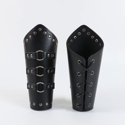 2 Pack Faux Leather Wristbands Viking Medieval Arm Guards Wristbands Halloween Accessories