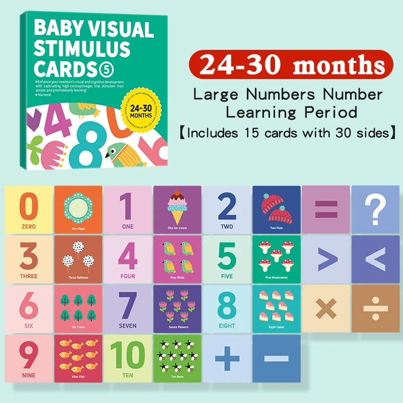 Baby Visual Stimulation Cards Montessori High Contrast Flash Cards