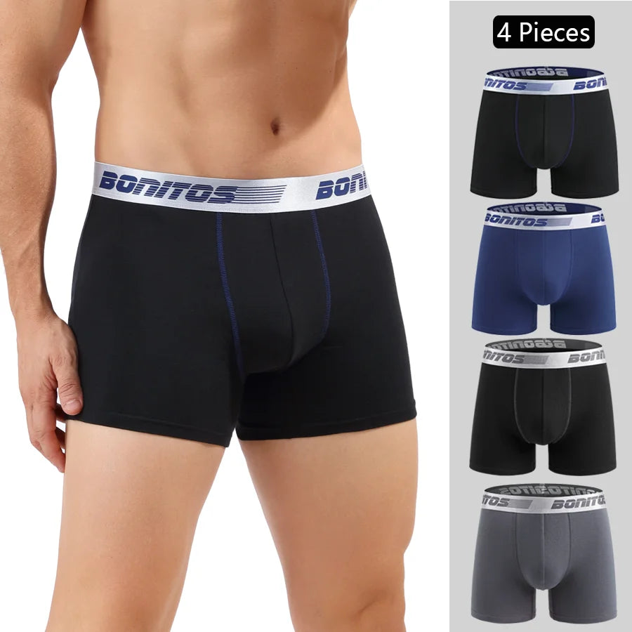 Men's Cotton Boxer Shorts 4PCS Soft Stretch Underwear Set