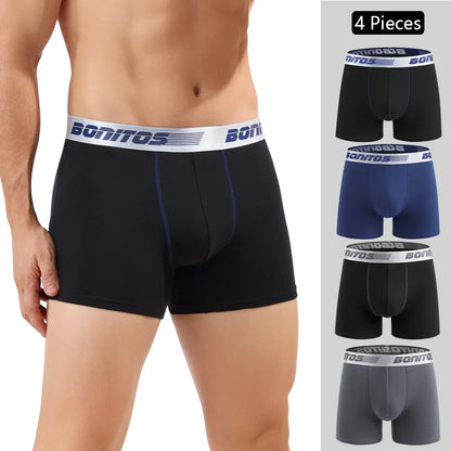 Men's Cotton Boxer Shorts 4PCS Soft Stretch Underwear Set