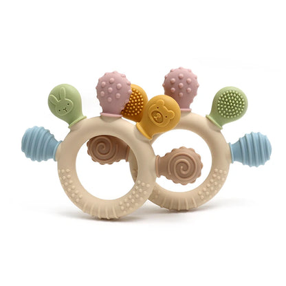 Silicone Baby Ring Teether Sensory Chew Toy for Infants