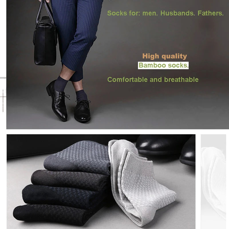 Bamboo Fiber Crew Socks Men's Breathable Business Socks