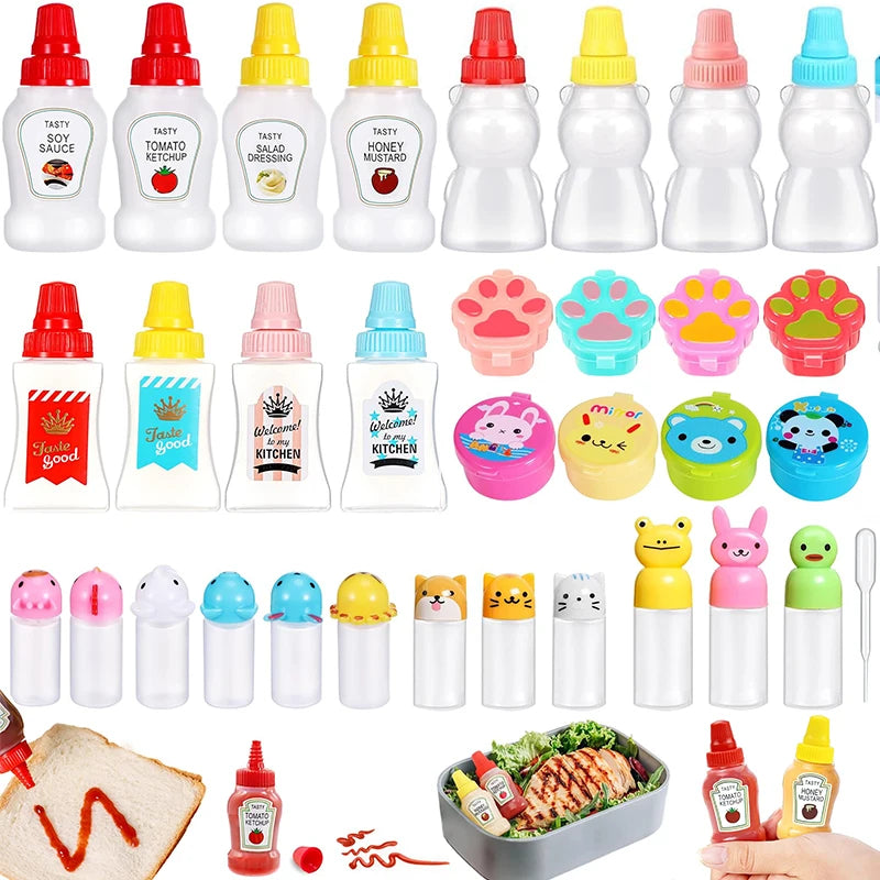 Mini Condiment Squeeze Bottles – Portable Sauce Containers for Lunch Boxes