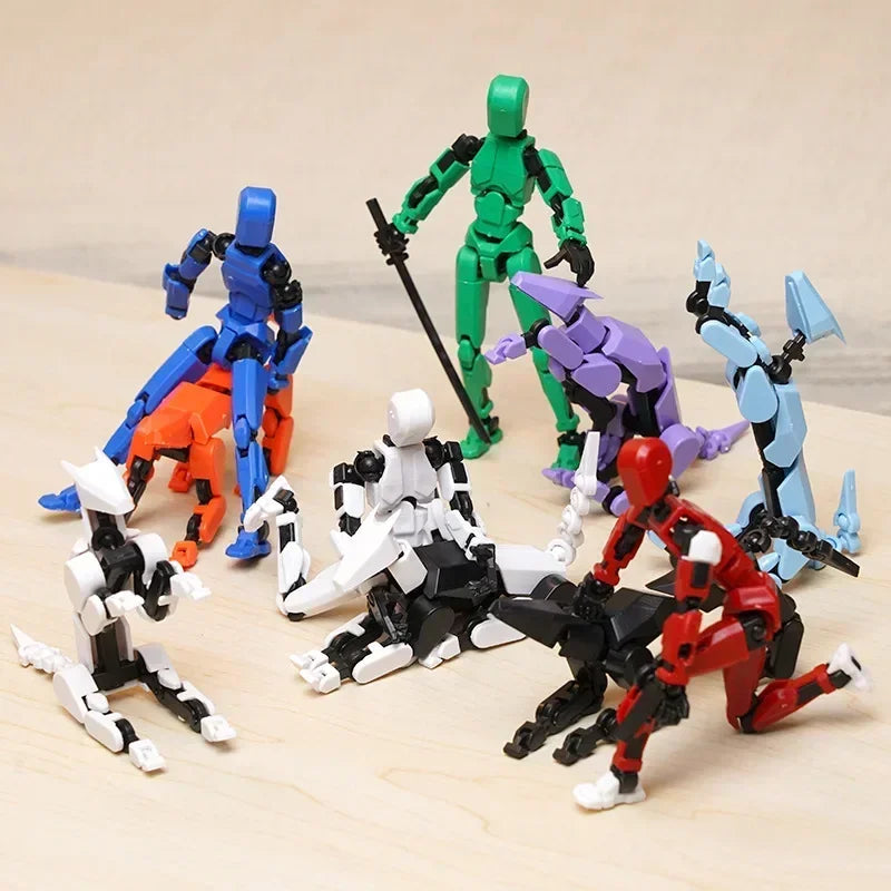 T13 Multi-Joint Robot Action Figure with Dog – 14cm Poseable Model
