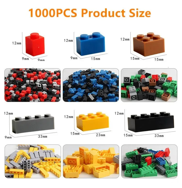 DIY Building Blocks Bulk Set 300 500 1000 Pieces Creative Bricks