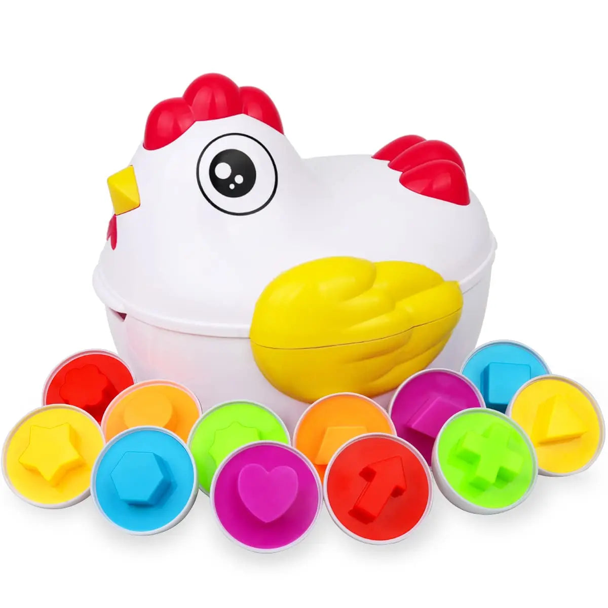 12-Piece Montessori Matching Eggs – Color & Shape Sorter