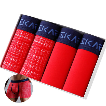 Men's Cotton Boxer Shorts 4PCS Soft Stretch Underwear Set