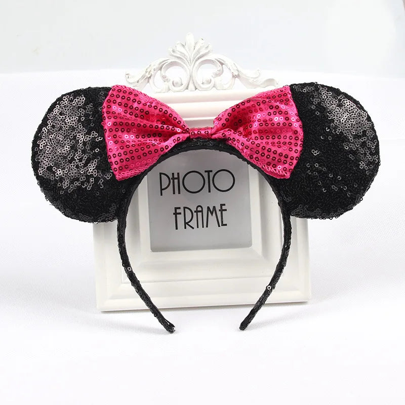 Mouse Ears Headband with Sequin Bow for Parties & Cosplay