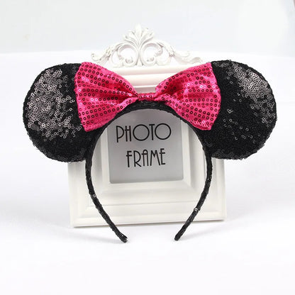 Mouse Ears Headband with Sequin Bow for Parties & Cosplay