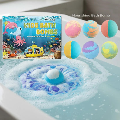 Kids Bath Bomb Gift Set Colorful Fizzy Spa Balls 6 Pack