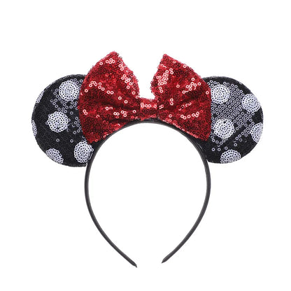Mouse Ears Headband with Sequin Bow for Parties & Cosplay