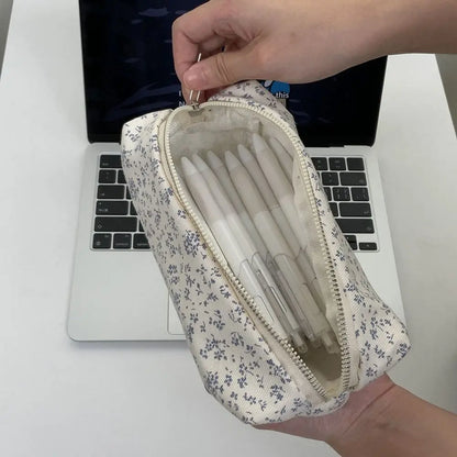 Floral Pencil Case Large Capacity Canvas Pen Bag