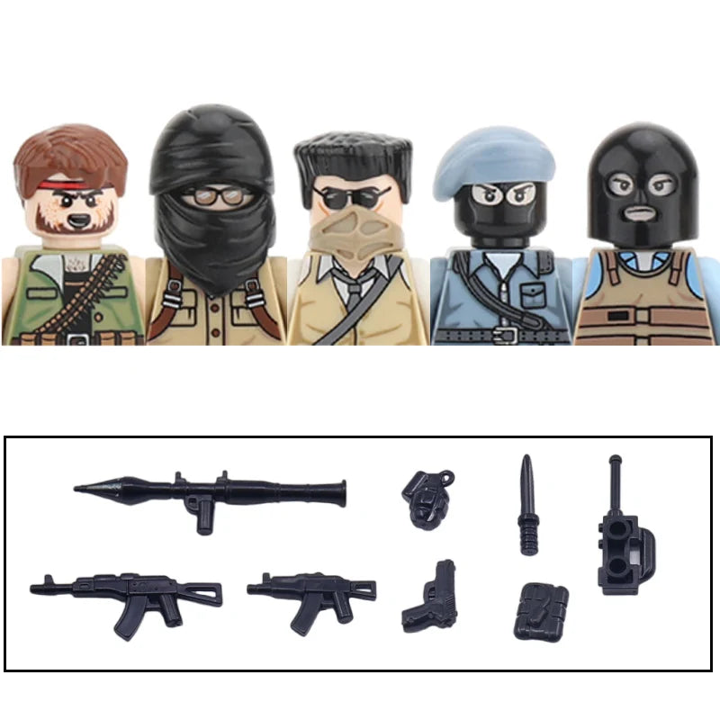Gangster Building Blocks Villain Soldier MOC City Accessories Set