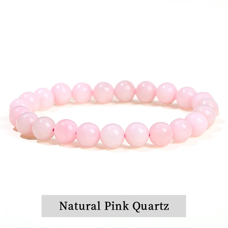 Natural Stone Bead Bracelet – Crystal Gemstone Stretch Bracelet