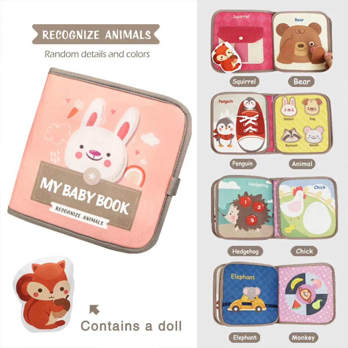 Montessori Busy Book Animal Cognitive Sensory Learning Toy