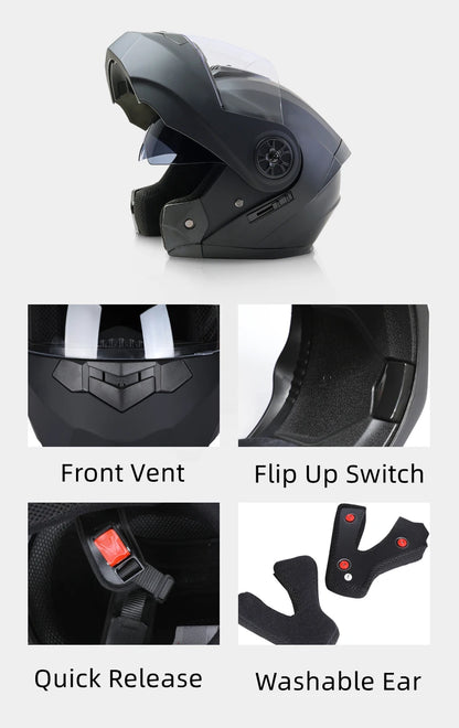 Flip Up Motorcycle Helmet DOT Dual Visor Modular Full Face