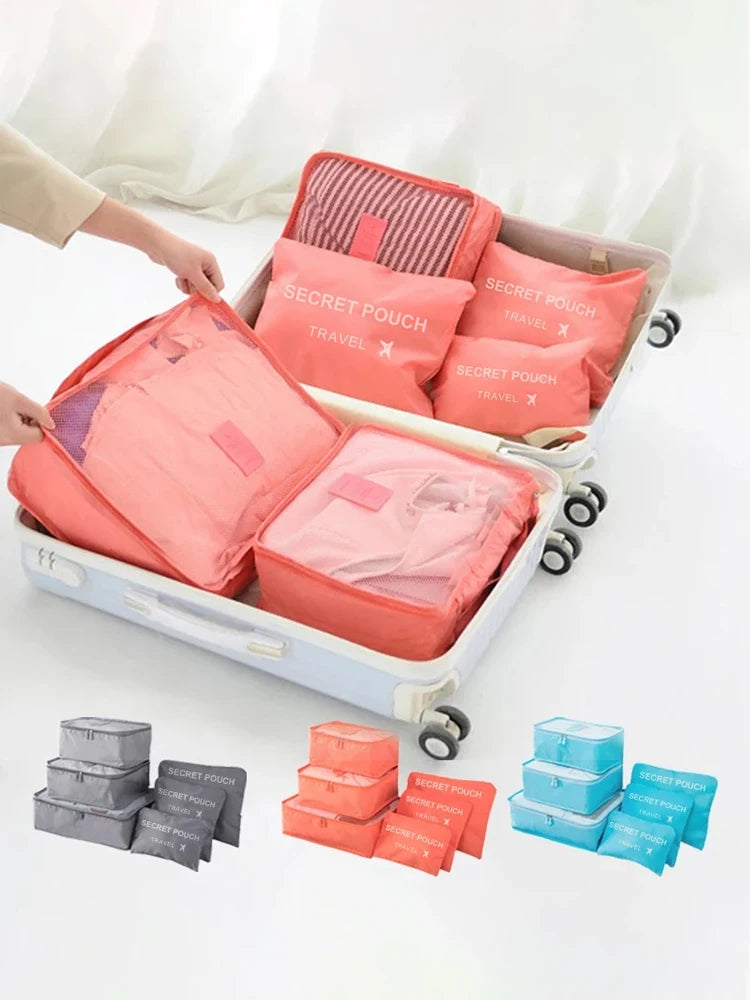 Travel Storage Bags 6 Piece Waterproof Packing Cubes Set