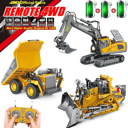 4WD RC Excavator Dump Truck Bulldozer 1:20 Remote Control Toy