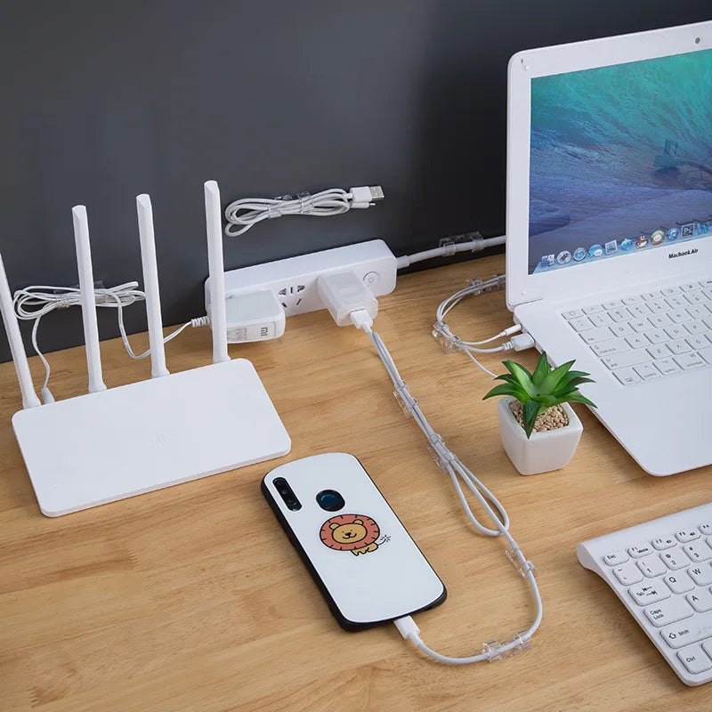Cable Organizer Clips – Adhesive Cord Holders for Desk & Workstation